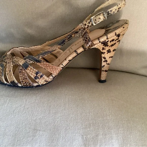 Vintage Brown Snake Print Slingback Sandals 7 - Picture 2 of 5
